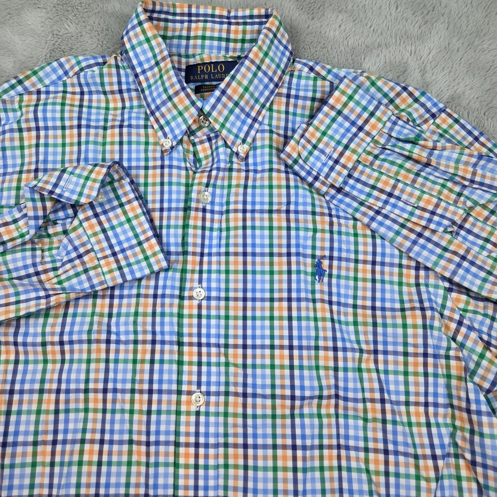 Polo Ralph Lauren Button Dowh Shirt Mens L Classic Fit Performance Plaid
